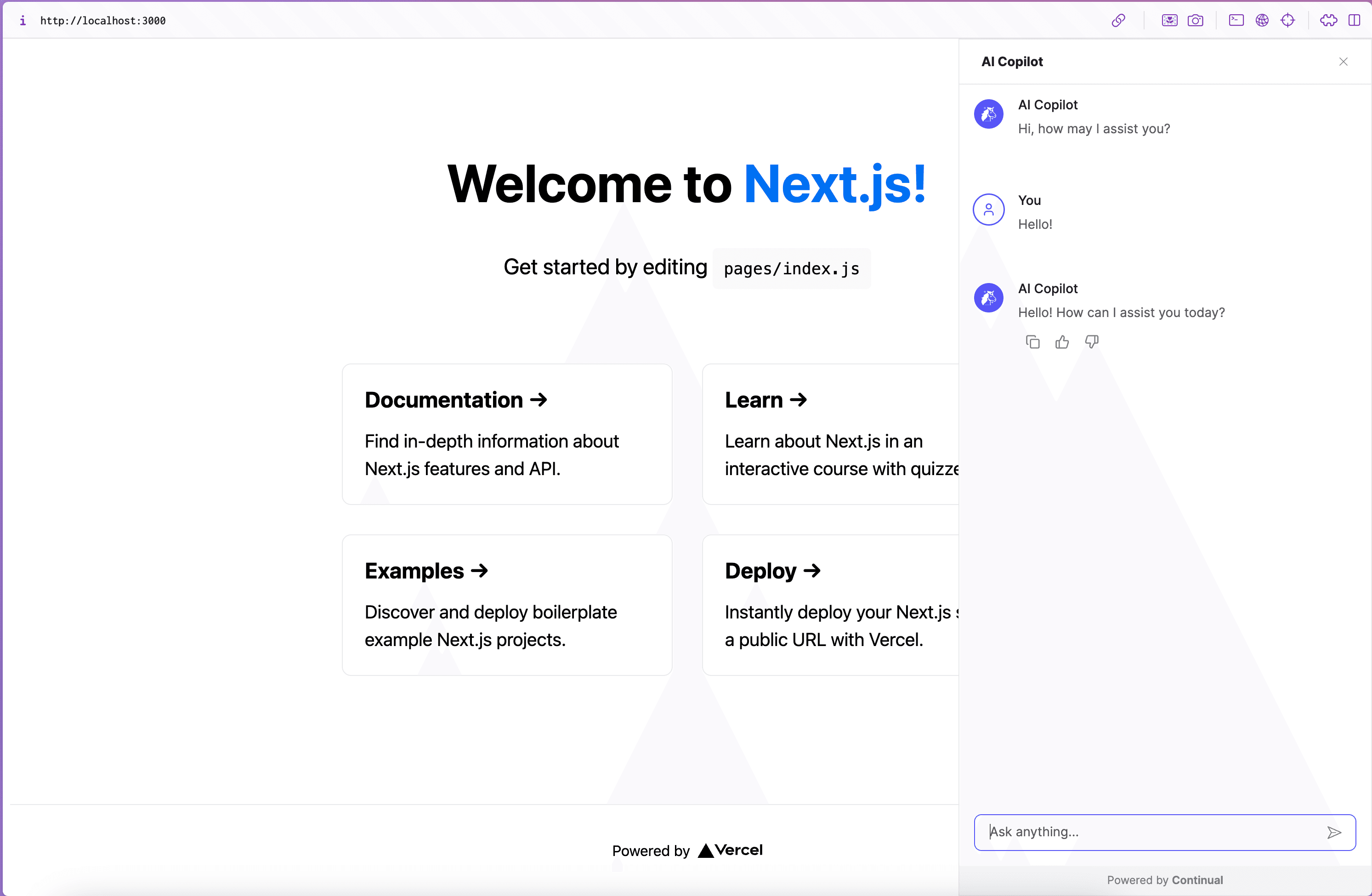 Say hello in Next.js app